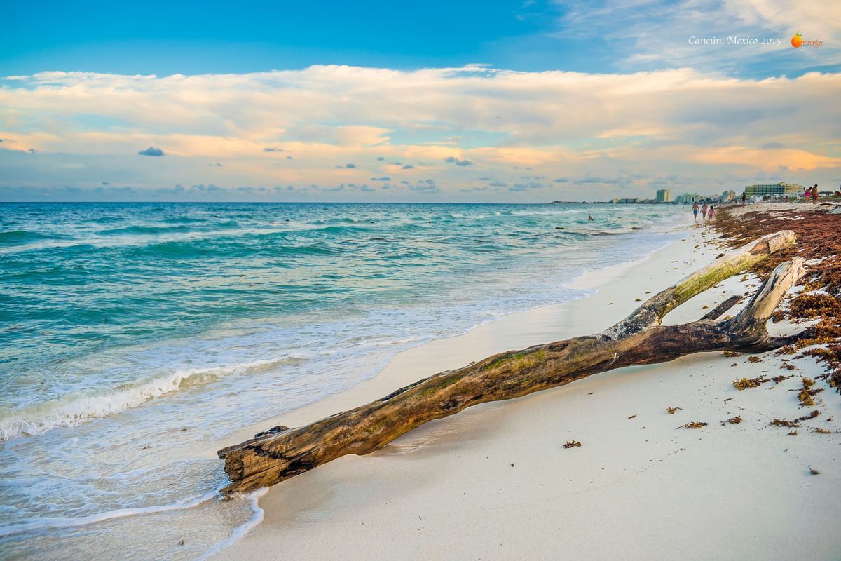 A Caribbean beach in Cancún, Quintana Roo.