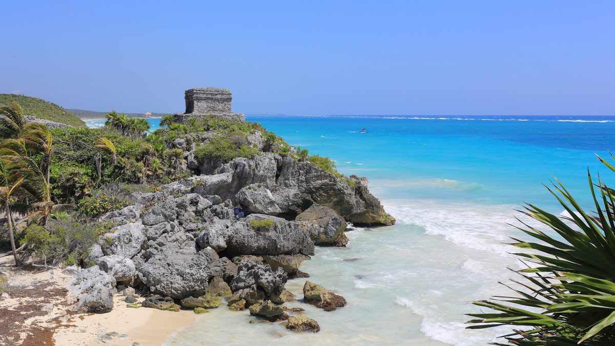The God of the Winds Temple at the Tulum archaeological site.